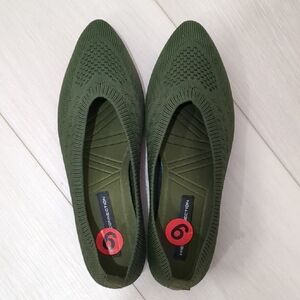 French Connection Size 6 Olive Green Knit Ballet Flats -